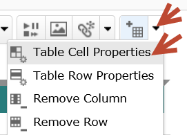 Table Cell Properties selected from the D2L menu.