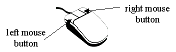 Computer mouse with arrow pointing to the left mouse button and an arrow pointing to the right mouse button.
