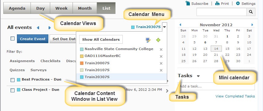 D2L Calendar