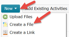 Arrows point to New, Create a File.