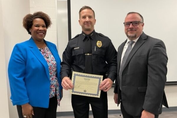 President Shanna. Jackson, Chief Walter Chudzik, and TBR Chief of Police and Assistant Vice Chancellor for Campus Safety and Security Michael Williams