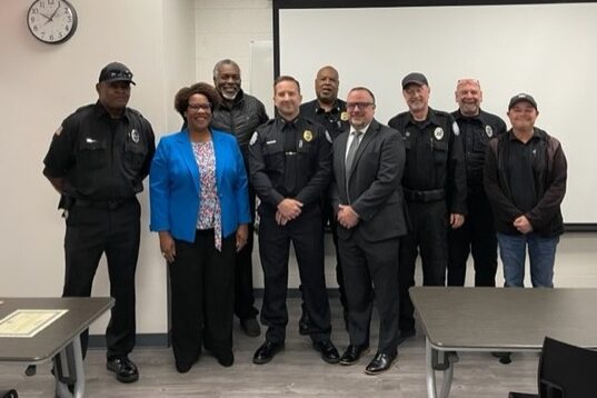 President Shanna. Jackson, Chief Walter Chudzik, and TBR Chief of Police and Assistant Vice Chancellor for Campus Safety and Security Michael Williams and NSCC Security Officers