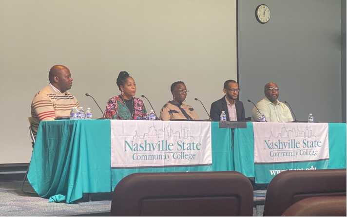 Photo Caption: L-R Ryan Parker, Development Officer; Dr. Kimberly Malone-Haddox, Director of the North Davidson Campus; Dr. Johanna Williams, Dean of Science, Technology, Engineering and Math Division; Charvis Rand, Chief Information Officer; and Jeremy Calico, Director of High School Initiatives.