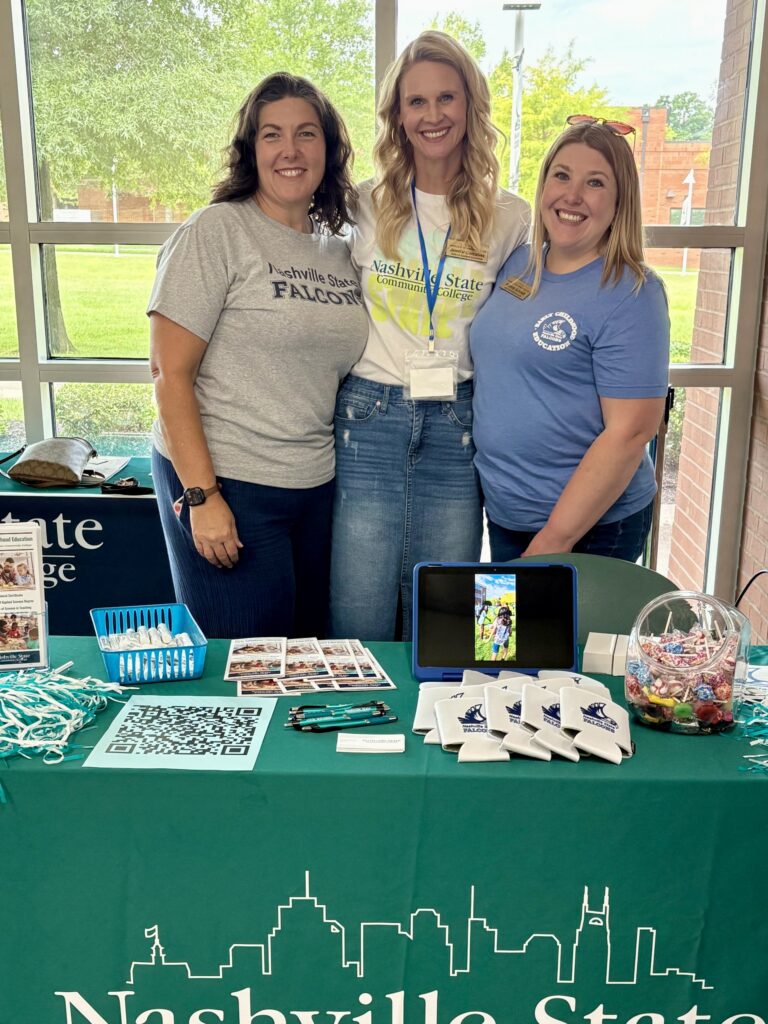 ECED faculty promoting the Early Childhood Education Program at the IGNITE! Conference. L-R Melissa Fleck, Jennifer Goncalves, and Kassidy Schmidt